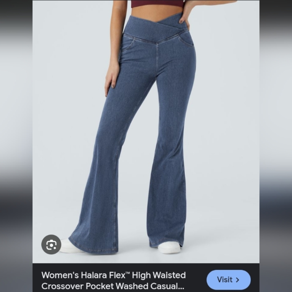 NWT.HALARA Women's Flare High Waisted Jeans - Denim Blue